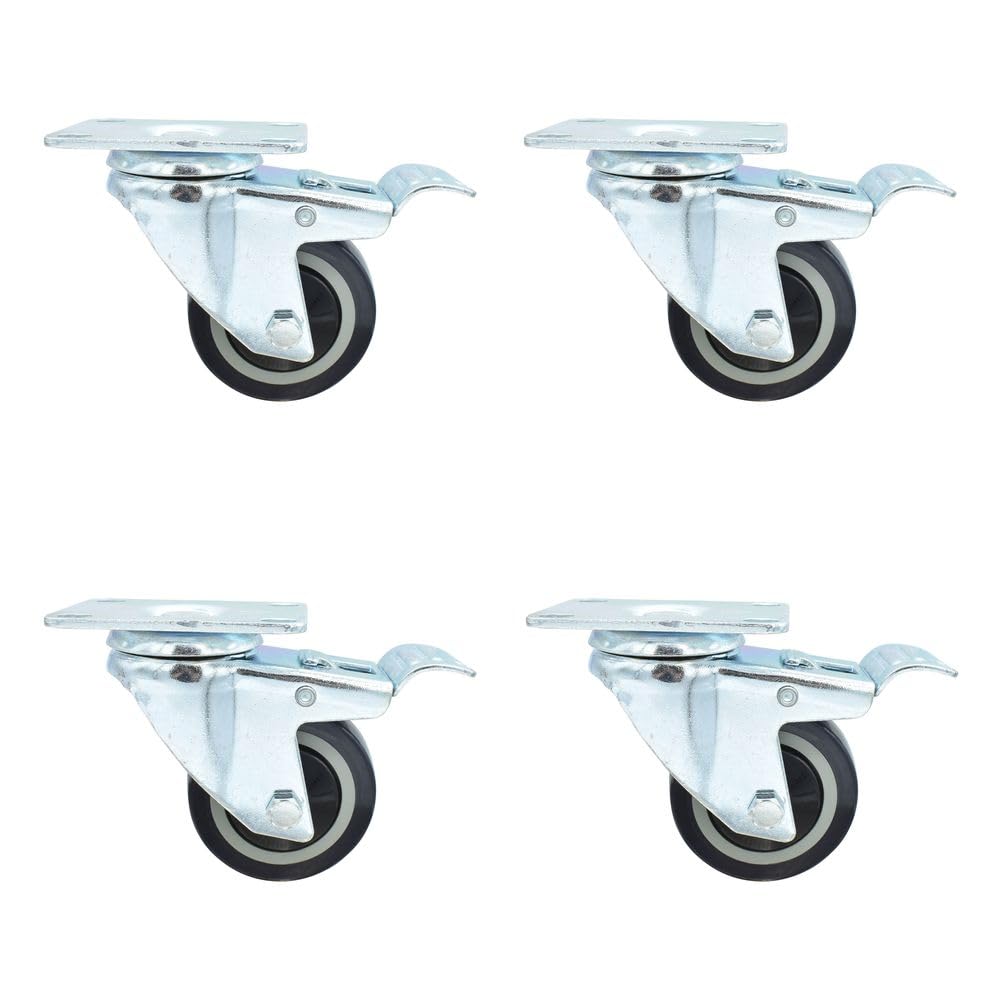 BK Resources 3" Polyurethane Swivel Caster – 3", Polyurethane (PU), Silver, Model 3SBR-1PT-PLY-TTB
