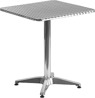 Flash Furniture 23.5 in Aluminum Indoor/Outdoor Square Table with Base | Indoor/Outdoor Use
