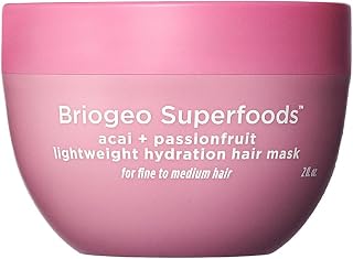 Briogeo Superfoods Acai + Passionfruit Lightweight Hydration Hair Mask – Deep Conditioner for Fine Hair, Boosts Shine & Softness, Weightless Moisture, Vegan & Cruelty-Free