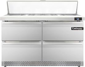 SW48-12-FB-D Sandwich Unit, 48" W, With 12 Pan Top Openings, Front Breathing & Four Drawers
