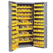 Bin Cabinet with 40 Inner & 96 Door Yellow Bins by Global Industrial – 16 Gauge Steel, Yellow, Model 603401YL