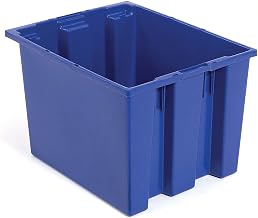 QUANTUM Stack and Nest Tote Box - 19-1/2x15-1/2x13" - Blue, Lot of 6