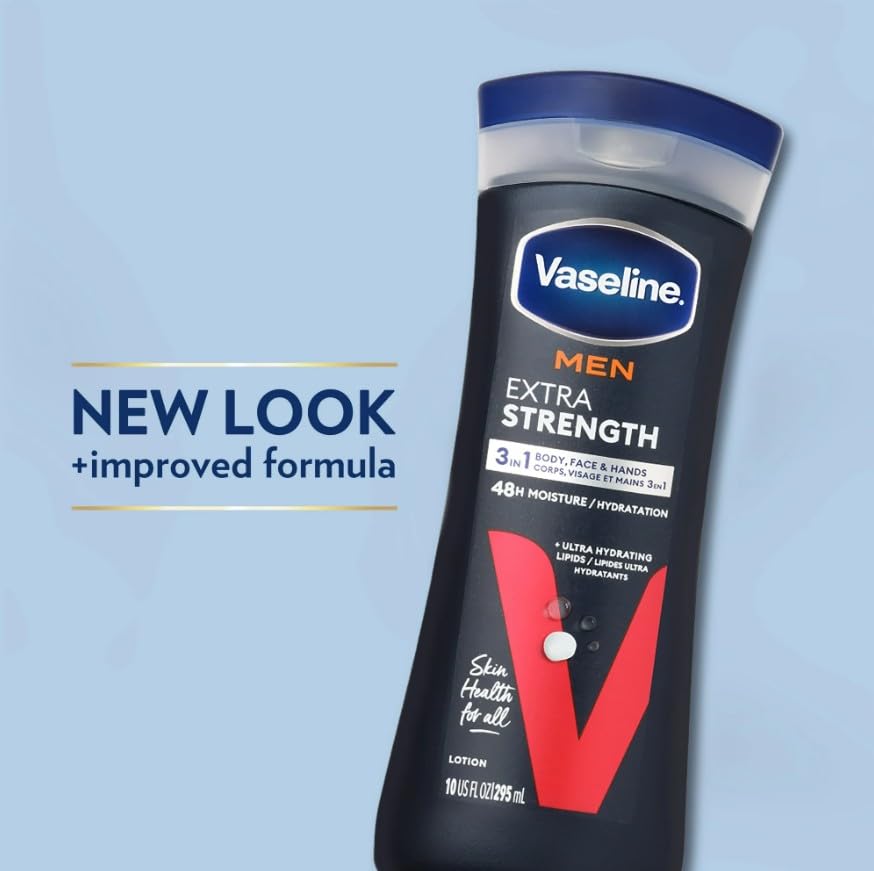 Mens Extra Strength Lotion 10 Ounce (295ml) (2 Pack) by Vaseline – 10 Ounce