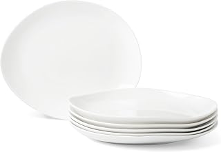 Lenox Studio 1414 Curve Dinner Plates Set For 6 | Ceramic Plates | Bone China | Microwave Safe | Dishwasher Safe | White | Plate Set | Dinnerware Sets | Dishes | Dish Set