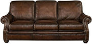 Starlight Canyon Home Top-Grain Leather Sofa with Fixed Arms and Dark Walnut Frame, Genuine Leather Couch for Living Room Furniture, Brown