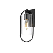 Jaxson One Light Outdoor Wall Sconce Black by Lighting Design – Iron, Black