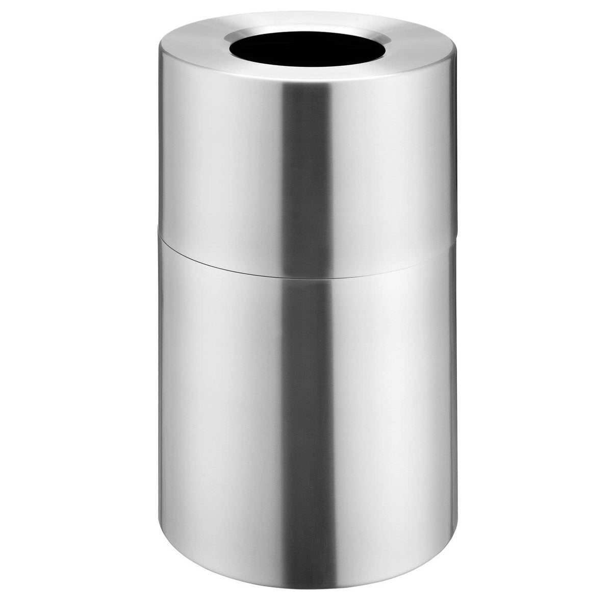 Indoor Round Trash Can with Open Top by Global Industrial – 35 Gallon, 35.0 gallons, Aluminum, Satin Clear, Model EK9079-SS