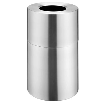 Indoor Round Trash Can with Open Top by Global Industrial – 35 Gallon, 35.0 gallons, Aluminum, Satin Clear, Model EK9079-SS