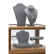 Necklace Display Easel Steel Gray Leatherette 8 5/8" H by Retail Resource – Model 075-6704R-SG