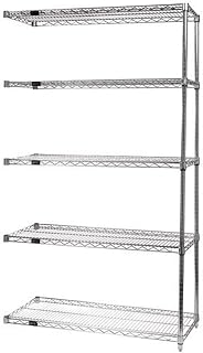 QUANTUM STORAGE SYSTEMS AD54-3660S-5 Wire Shelves Add-On Kit for WR54-3660S-5 Stainless Steel 5 Shelves 54" H x 60" W x 36" D