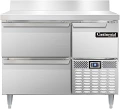 DLRA43-SS-BS-D Designer Line Refrigerated Base Worktop Unit, 43" W, Full Stainless, Backsplash & Two Drawers