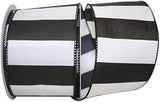 Reliant Ribbon Railroad Stripe Wide Wired Edge Rd Ribbon, 2-1/2 Inch X 10 Yards, Black/white