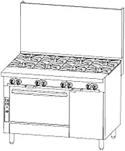 Southbend P48D-BBBB Platinum Heavy Duty 48" Gas Range w/ (8) 35,000 BTU Open Burners, (1) Standard Oven Base & 12" Cabinet Right