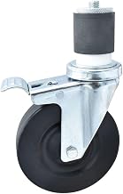 BK Resources 5" Hard Rubber 2" Expanding Stem Swivel Caster for Work Tables with Total Lock Brake, NSF, 300lb Capacity Per Wheel