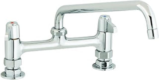 T&S Brass 5F-8DLS10 Equip 8" Deck Mount Faucet, Lever Handles, 10" Swing Nozzle and 1/2" NPT Supply Nipple Kit