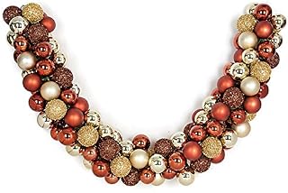 A-151906 6 ft. Mixed Ball Garland, Gold & Brown