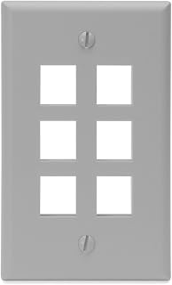 Leviton QuickPort Wallplate, Single Gang, 6-Port, 41080-6GP, Grey