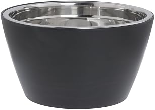 HUBERT Serving Bowl Black Melamine with Stainless Steel Bowl Insert - 12"Dia x 6 1/2"D