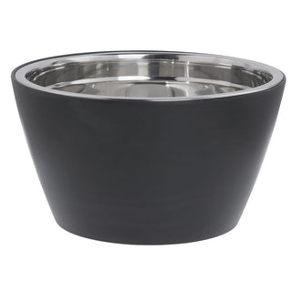 Serving Bowl Black Melamine with Stainless Steel Bowl Insert - 12"Dia x 6 1/2"D by HUBERT – Melamine, Black, Model 85000+53590