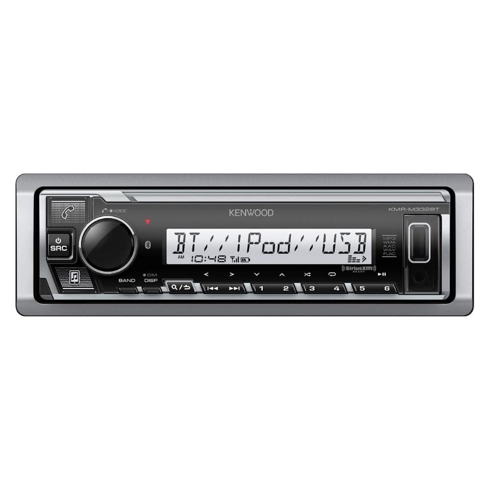 KMR-M332BT Marine Digital Media Receiver & Bluetooth (Renewed) by Kenwood – 1-DIN (7.6"D x 8.9"W x 4"H), Model KMRM332BT