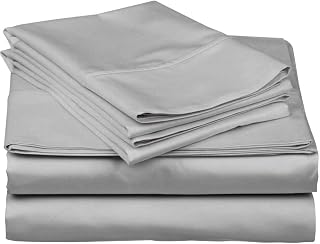 Kanak Textiles Bed Sheet Set| 100% Oragnic Cotton Quality| 800 Thread Count | 19 Deep Pocket 4-Piece Sheet Set |Silver King