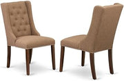 Furnifact Linen-Upholstered Parsons Dining Chairs Button-Tufted Back Set of 2, Upholstered Fabric Dining Chairs for Kitchen Dining Room