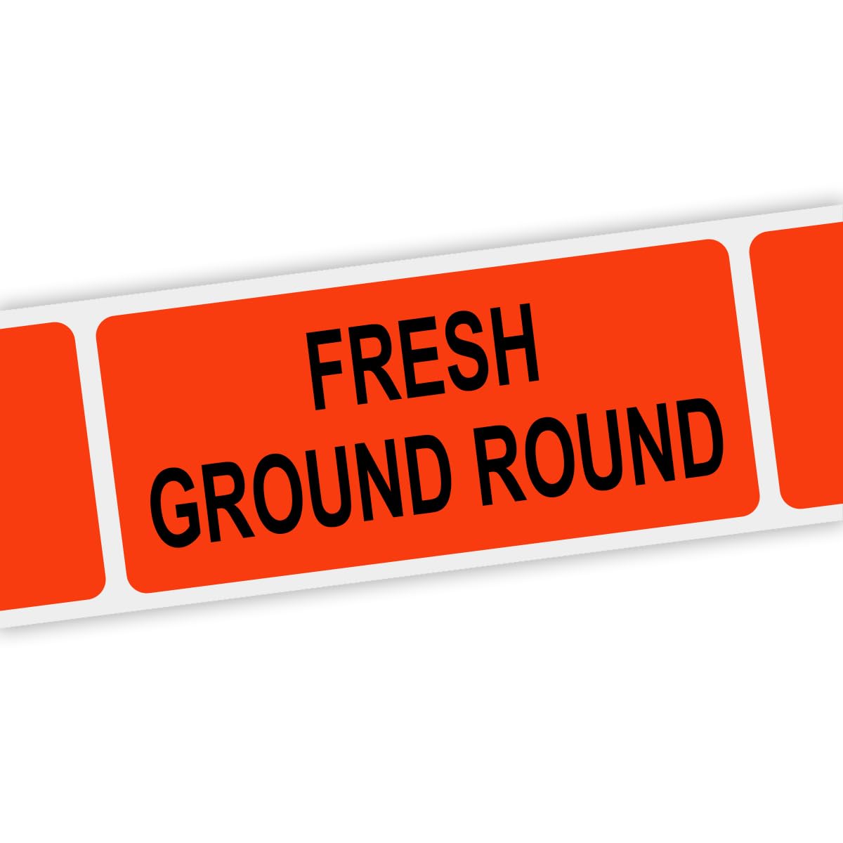 Specialty Printing Fresh Ground Round Grabber Label Dayglo Red with Black Print by Phipps Label – 1.375*0.75 inches, Sticker, Dayglo Red With Black Print, Pack of 1000, Model 80279