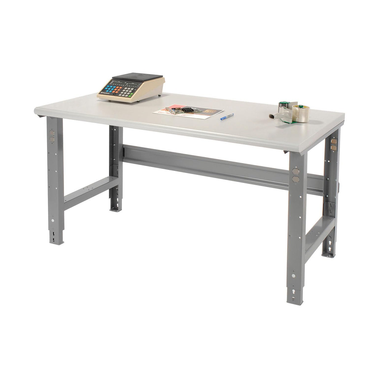 Adjustable Height Workbench C-Channel Leg by Global Industrial – 30"L x 72"W x 4"H, Steel, Plastic Laminate, Gray, Model 183991