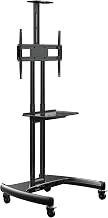 Rocelco VSTC 32"-70" Mobile Flat Screen, Monitor, A/V and TV Cart with A/V Component and Webcam Shelves (R VSTC), Black