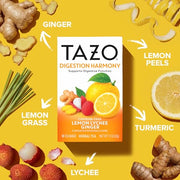 TAZO Lemon Lychee Ginger / 16 count (Pack of 1) / 16 Herbal