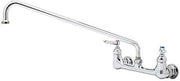 T&S Brass, B-0230, B-200 Wall Mounted Double Pantry Faucet with 8" Centers, 18" Swing Nozzle, Stream Regulator Outlet and Lever Handles, Chrome