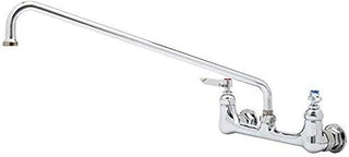 T&S Brass, B-0230, B-200 Wall Mounted Double Pantry Faucet with 8" Centers, 18" Swing Nozzle, Stream Regulator Outlet and Lever Handles, Chrome