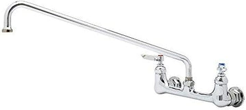 T&S Brass, B-0230, B-200 Wall Mounted Double Pantry Faucet with 8" Centers, 18" Swing Nozzle, Stream Regulator Outlet and Lever Handles, Chrome