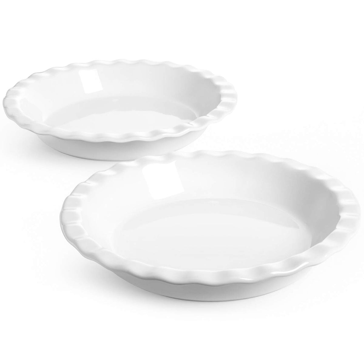 Le Tauci Ceramic Pie Dish, 9 Inch 36 Ounce, Set of 2, White