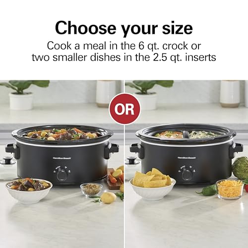 Hamilton Beach Black - Double Dish / 6 Quarts / modern minimalist Slow Cookers