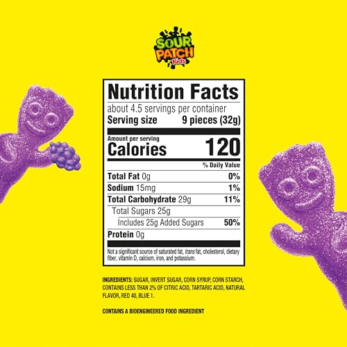 Sour Patch Kids Grape / 5 Ounce (Pack of 12) / Halloween Gummy Candy