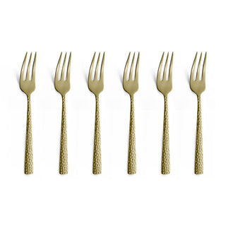 Felicity Matte Champagne Cake Set by Amefa – Kuchengabel Set 6-teilig, champagner, Stainless Steel 18/0, Champagne Mat, Model 3319ZVTR06AN6