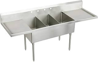 Elkay WNSF8372LR4 Weldbilt Stainless Steel Floor Mount Triple Compartment Scullery Sink