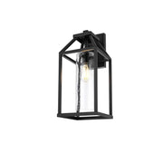 Zora One Light Outdoor Wall Sconce Black by Lighting Design – Iron, Black, Model OD606W19BK