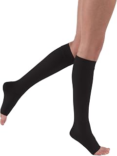 JOBST Relief 20-30 mmHg Compression Stockings, Knee High, Open Toe | Compression Socks for Women/ Men for Tired, Aching or Swollen Legs, Minor Varicosities | Black, X-Large Full Calf