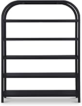 Thalassa Bookshelf, Solid Oak, Arched Support, Open Display Shelves, Scratch Resistant, Black