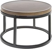 HUBERT Black Display Riser with Acacia Top - 11 1/5" Dia x 7 1/8" H