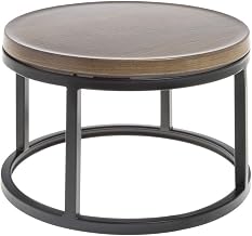 HUBERT Black Display Riser with Acacia Top - 11 1/5" Dia x 7 1/8" H