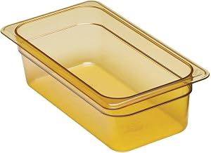 Cambro 34HP150 H-Pan 1/3 Size Amber High Heat Food Pan - 4" Deep