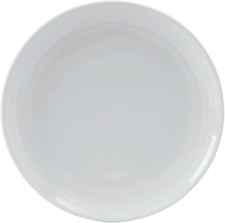 Tuxton Pacifica Porcelain White Embossed Mid Rim 9-Inch Healthcare Plate, Case of 12, Bright White; Scratch Resistant; Chip Resistant; Lead & Cadmium Free; Dishwasher, Microwave, Oven Safe