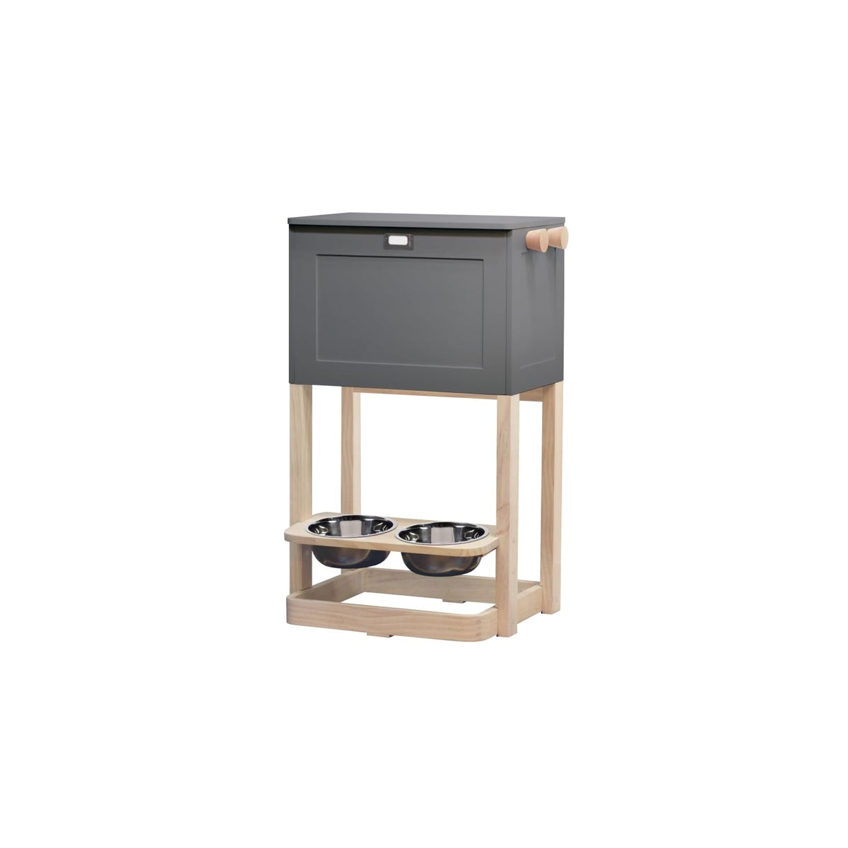Pet Feeder Station by zoovilla – Wood, Gray, Model PTF0103922510