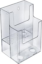 Azar Displays 252032 Clear Two-Tier Tri-Fold Brochure Holder, Acrylic Boxes for Display - Table Menu Holder Stands (4.25” W by 3.75” D by 7” H)-Tabletop Pamphlet Holder - 2-Pack