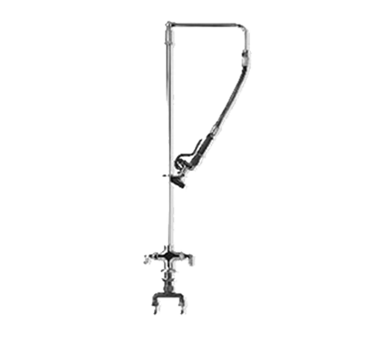 Easy Install Pre-Rinse Overhead Swivel Arm Single Hole Base Inlet Flex Lines by T&S Brass – Brass, Polished Chrome, Model B-0111