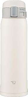 Zojirushi SM-SF48-WM Water Bottle, Direct Drinking [One-touch Open] Stainless Steel Mug, 16.9 fl oz (480 ml), Pale White