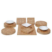 Display Riser Round Melamine and Bamboo - 18" Dia x 4" H by HUBERT – Plastic, Aegean Blue, Model 191538025372